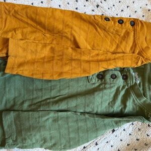 BUNDLE (2) Cat & Jack Olive and Mustard Button-Up Shirts